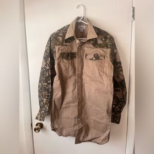 Carhartt Men's Camouflage and Tan Button Up Hunting Long Sleeve Size Large